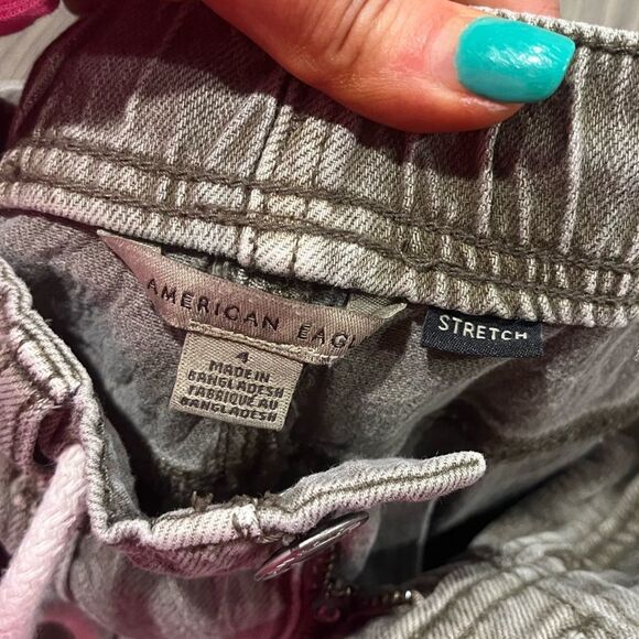 American Eagle Tomgirl Shorts Stretch Denim Drawcord Elastic Waist Green Size 4 - Picture 5 of 7